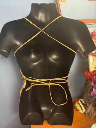 Top Lentejuelas Dorado Fiesta Talla Única