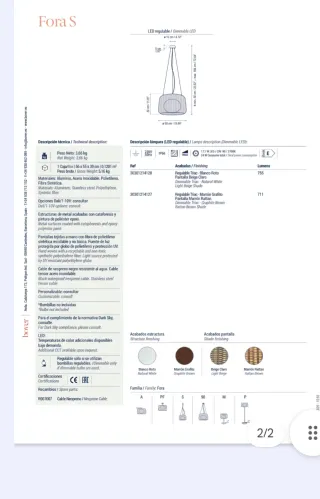Lámpara de diseño, de ratán Fora S, autentica.