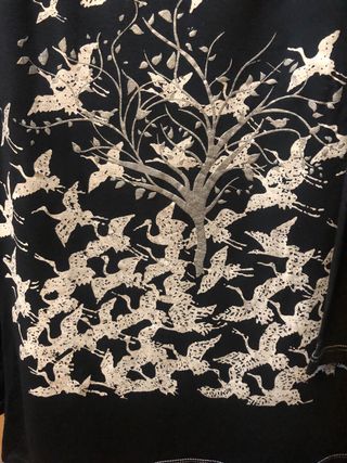 Camiseta Vintage Estampado Árbol Pájaros Talla M