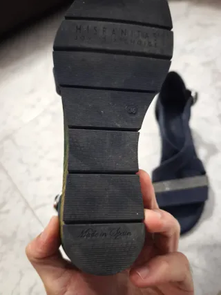 Sandalias cuña Hispanitas azul y plata