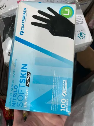 3 Cajas Guantes Látex Negros Sin Polvo ALBA