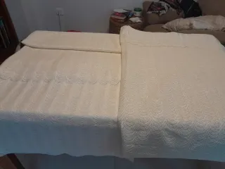 Cortinas salón/dormitorio beige/blanco