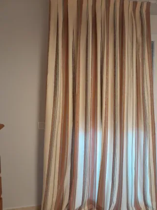 4 Cortinas Salón Beige y Marrón Seminuevas