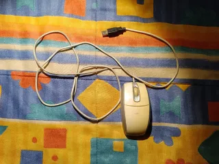 Ratón USB Beige y Gris