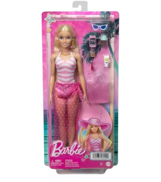 Barbie con accesorios de playa con caja (abierta)