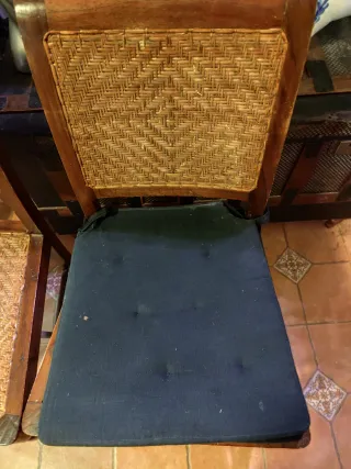 2 Sillas Becara Madera y Rattan