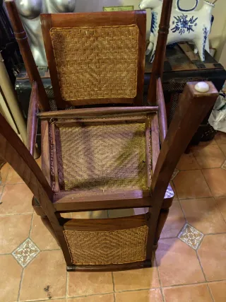 2 Sillas Becara Madera y Rattan