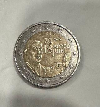 Moneda 2€ Francia 70 Años Appel 18 Juin 2010