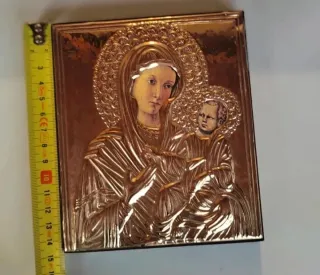 Icono Virgen Iver Niño Jesús Plata Bilaminada