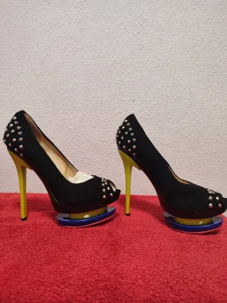 Zapatos tacón plataforma negros talla 36