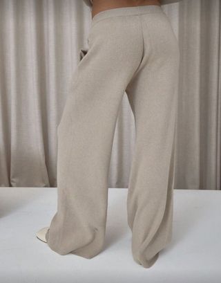 Pantalón de punto beige mujer S/M