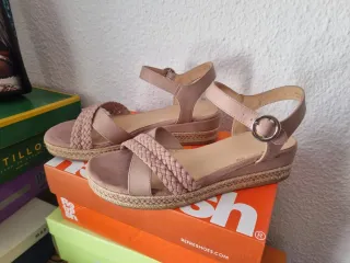 Sandalias mujer beige/rosa talla 41