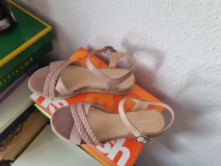 Sandalias mujer beige/rosa talla 41