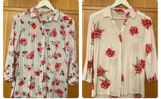 Lote 2 camisas flores blancas y rojas