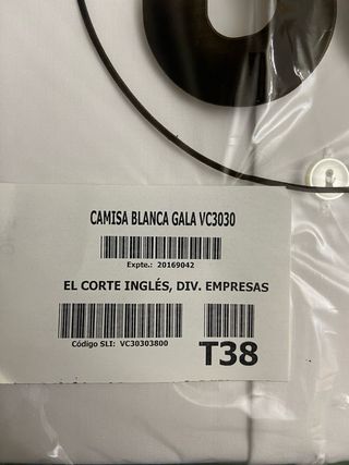 Camisa Blanca Gala El Corte Inglés Talla 38