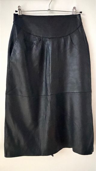 Falda cuero midi años 80-90