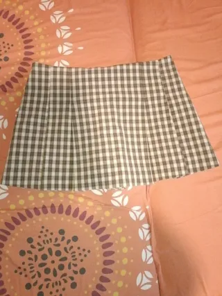 Falda pantalón cuadros beige y marrón Talla M