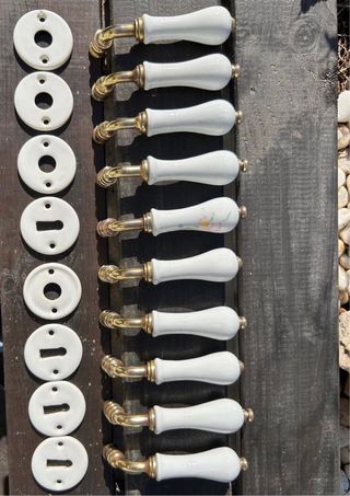 Tiradores Limoges originales de Porcelana y Latón