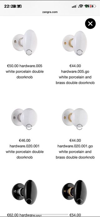 Tiradores Limoges originales de Porcelana y Latón