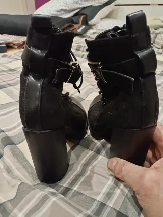 Botines Tacón Combate Mujer Negros