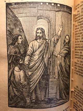 Libro religioso muy antiguo con litografías únicas