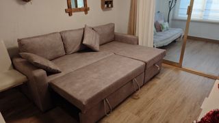 Sofá cama moderno beige/marrón