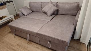 Sofá cama moderno beige/marrón