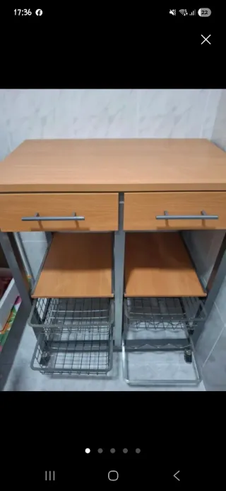 Carro mesa auxiliar cocina madera y metal