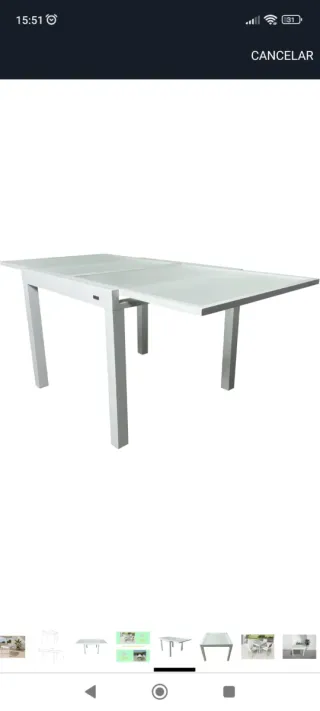 Mesa extensible Lyra cristal y metal