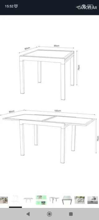Mesa extensible Lyra cristal y metal
