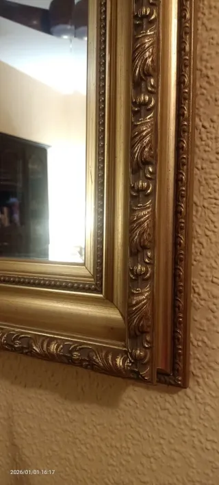 Espejo Vintage Biselado Marco Madera Maciza dorada