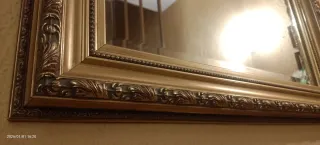 Espejo Vintage Biselado Marco Madera Maciza dorada