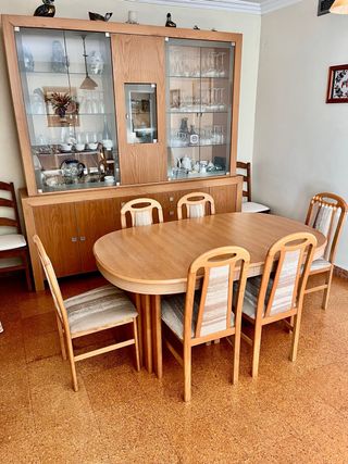 Mesa extensible hasta 3,5m alta calidad + 6 sillas