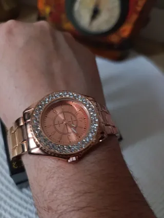 Reloj Vernier Oro Rosa Cristales Caja Original