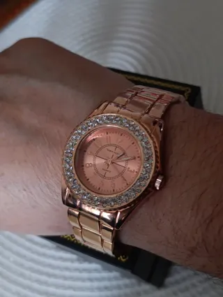 Reloj Vernier Oro Rosa Cristales Caja Original