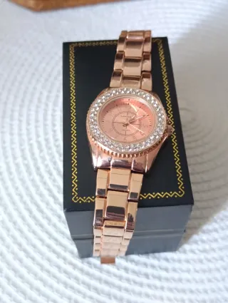 Reloj Vernier Oro Rosa Cristales Caja Original