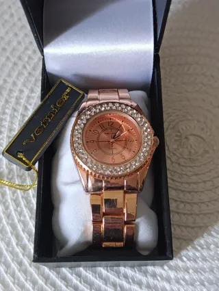 Reloj Vernier Oro Rosa Cristales Caja Original