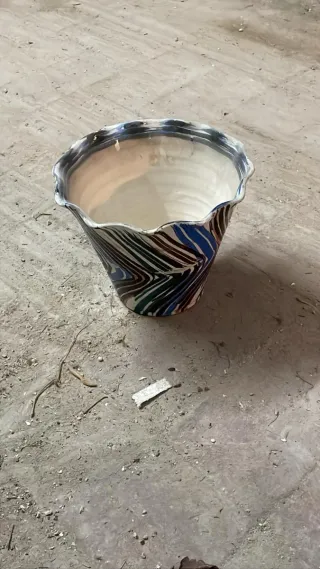 Maceta cerámica Art Deco multicolor