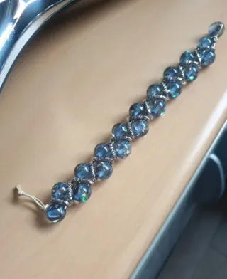 Braccialetto pietre azzurre e argento