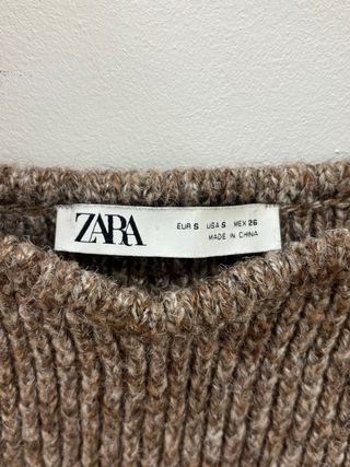 Top Zara punto grueso beige