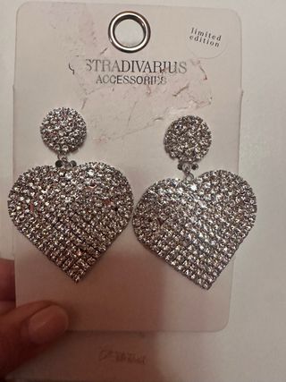 Pendientes Corazón Stradivarius Brillantes
