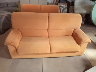 2 Sofás 3+2 Plazas Naranja Tela
