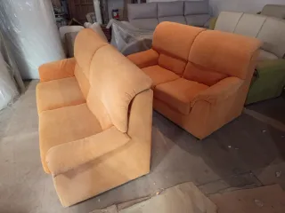 2 Sofás 3+2 Plazas Naranja Tela