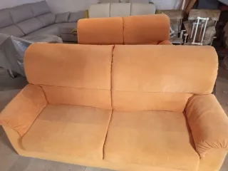 2 Sofás 3+2 Plazas Naranja Tela