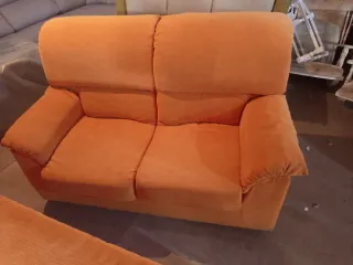 2 Sofás 3+2 Plazas Naranja Tela