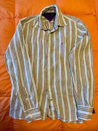 Camisa Lino Tommy Hilfiger Talla M Rayas