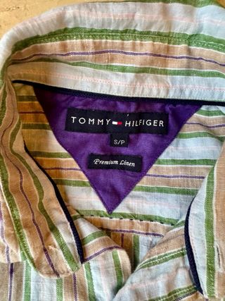 Camisa Lino Tommy Hilfiger Talla M Rayas