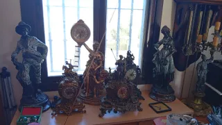 Relojes de antesala antiguo vintage figuras bronce