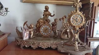 Relojes de antesala antiguo vintage figuras bronce