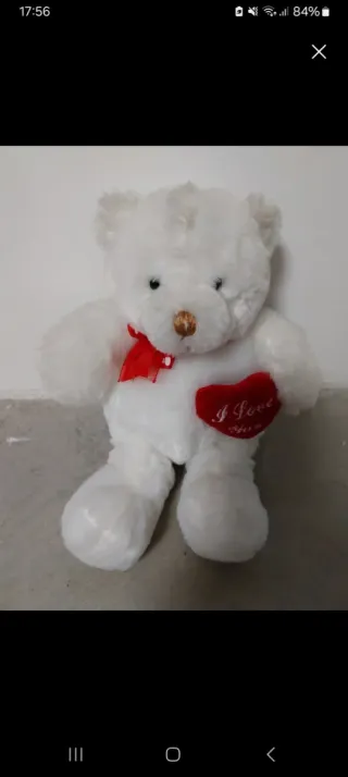 Peluche Osito Blanco I Love You